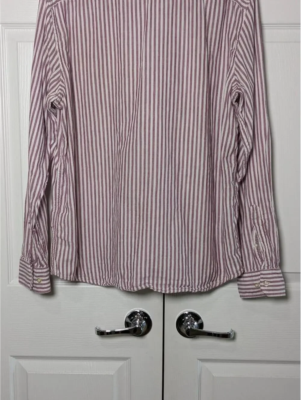 Banana Republic Men's Untucked Slim Fit Button Down Shirt Pink White Stripe XL